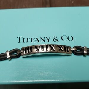 Tiffany & Co.Atlas Sterling Silver and Black Bracelet with Intricate Design